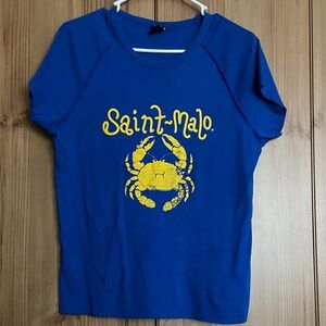 Urban Outfitters Saint Malo France Crab Blue Yellow Tee XL NWOT